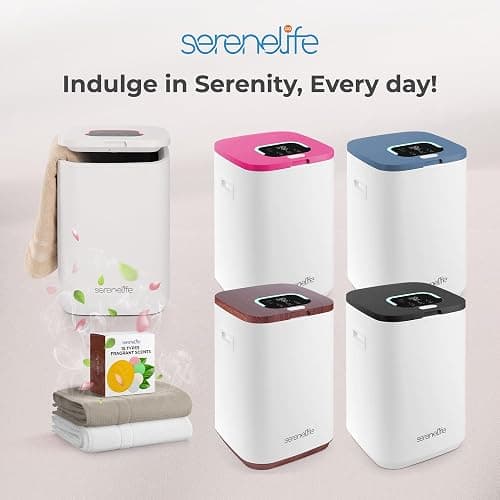 SereneLife Towel Warmer Bucket - Compact 23L Bathroom Towel Heater with Essential Oils Disc Holder, Adjustable Timer, Auto Shut-Off, Power Cord Storage & LED Display, Fits 2 Oversized Towels (White) thumbnail 7