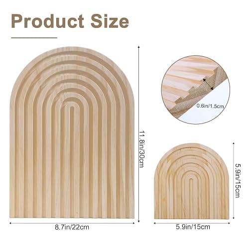 AFAMITOO 2Pcs Wooden Rainbow Arch Decor Set - Boho Chic Aesthetic Shelf & Serving Board - Ideal for Living Room, Kitchen, Home Office Decor thumbnail 3