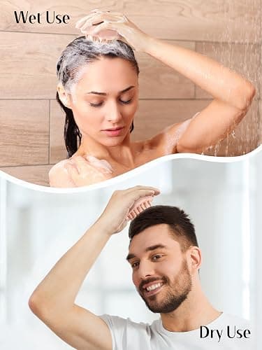 HEETA Hair Scalp Massager for Hair Growth, Shampoo Brush, Scalp Scrubber Exfoliator with Soft Silicone Bristles for Dandruff Removal to Relieve Stress, Wet Dry Use Updated Material, Pink thumbnail 4