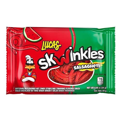 Lucas Salsagheti Watermelon Flavored Hot Candy Strips and Tamarind Sauce, 0.84 oz - 12 Pieces Pack for Treats, Snack, Parties, Piñatas,0.84 Ounce (Pack of 12) thumbnail 6