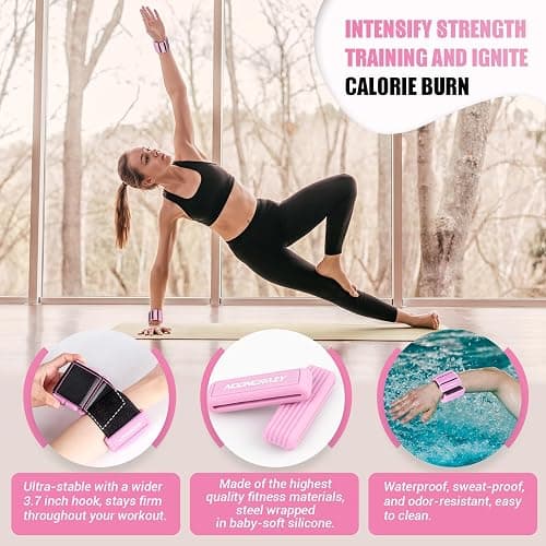 Pilates Wrist Ankle Weight for Women, Adjustable Weight Set of 2 | Soft Silicone, Strong Hook & Loop, Wearable Arm Leg Weight for Walking, Yoga, Barre, Strength Training at Gym & Home thumbnail 2