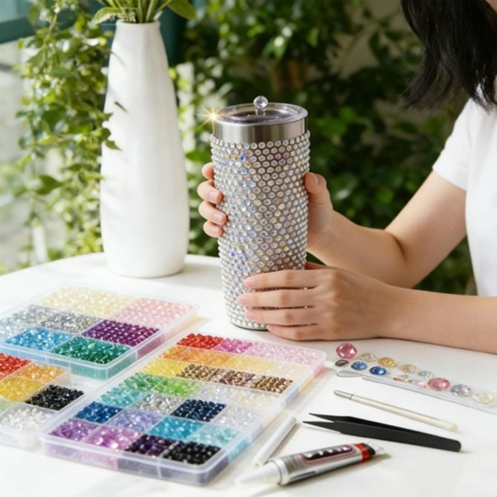 2026 New Bedazzling Kit 24/32/40 Colors, 3mm Flatback Resin Rhinestones for Crafts, Bedazzler with Glue for Nail Gems, DIY Shoes, 1 Colors=800 Pcs (24) thumbnail 7