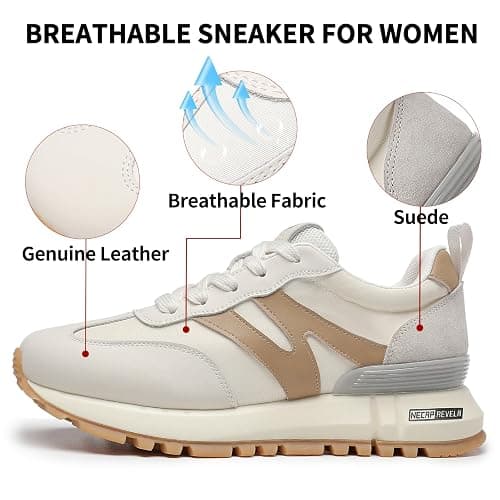 somiliss Sneakers for Women Genuine Leather Suede Patchwork Casual Lace Up Non-Slip Walking Shoes Comfortable Tennis Running Shoes Womens Fashion Sneakers thumbnail 4