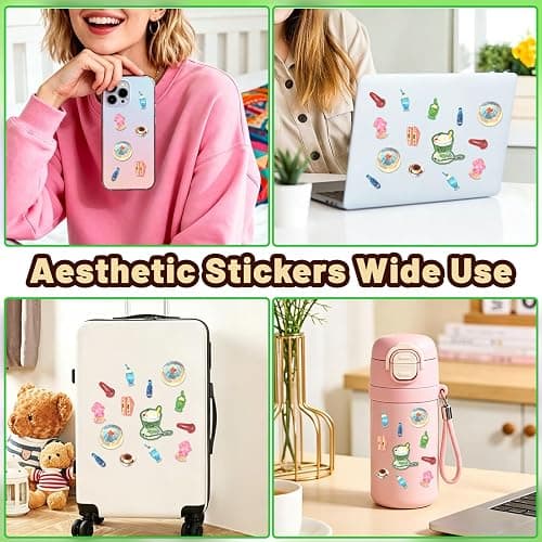 Tmtains 60 Sheets Japanese Sticker Book for Scrapbook Junk Journal Heisei Retro Manga & Ice Cream Style Korean Stickers for Journaling Aesthetic Cute Sticker Book for Adults DIY Crafts (Yellow&Green) thumbnail 7