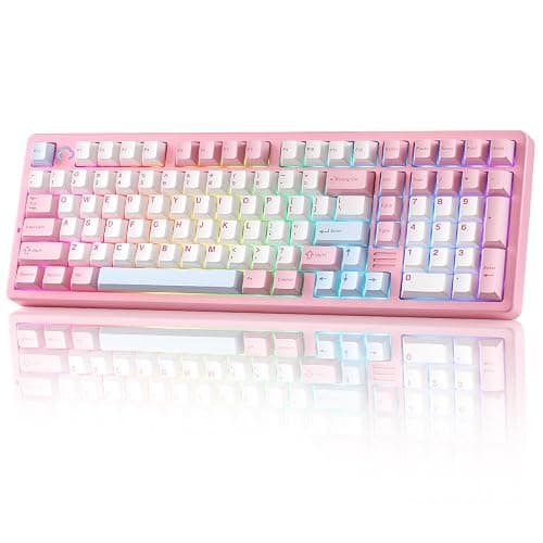 YUNZII AL98 QMK/VIA Wireless Mechanical Gaming Keyboard,Full Aluminum,BT/2.4G/USB-C, Pre-Lubed Hot Swappable Gasket Mount 1800 Layout,RGB Backlit for Win/Mac (Pink, Milk Switch) - Image 1