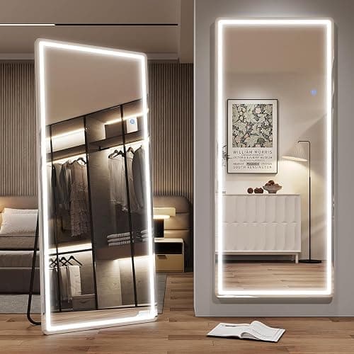 Antok 71" x 28" LED Full Length Mirror, Lighted Floor Standing LED Mirror Full Length,Hanging Mirrors with Stand Free Standing Floor Mirrors for Bedroom (Rect) - Image 1