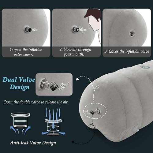 Sex Pillow Couples Sex Toys, Heart Shaped Inflatable Cushion Furniture for Bedroom Dildo Mount, Upsize Pillow with Bondage Cuffs, Cross Strap, Nipple Clamps BDSM Kit thumbnail 6