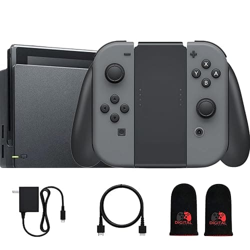 Nintendo Switch with Black and Gray Joy-Con with Dock, High Speed HDMI Cable (Renewed) - Image 1