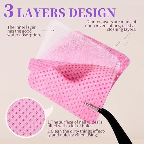FANDAMEI 740PCS Lint Free Nail Wipes, Nail Wipes for Gel Nails Lint Free, Lint Free Wipes for Nails, Cleaning Pads for Nails, Glue Wipes Lash Extensions, Nail Lint Free Wipes, Nail Prep Pads thumbnail 3