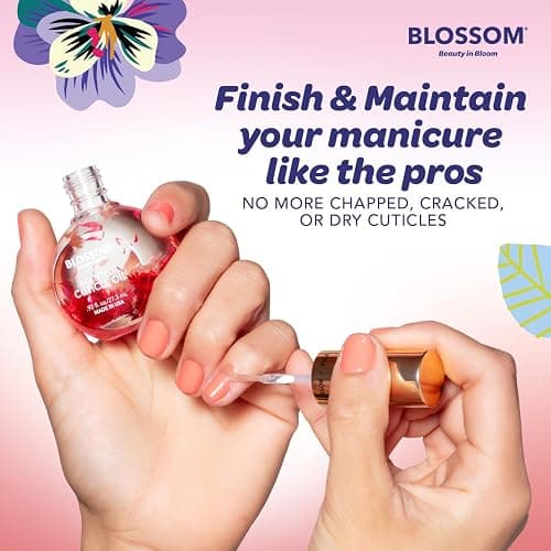 Blossom Cuticle Oil for Nails, Hydrating, Moisturizing, Scented Nail Oil Cuticle Care, Infused with Real Flowers, Made in USA, 0.5 fl. oz, Strawberry thumbnail 5