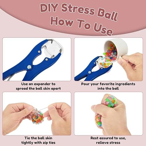 DIY Stress Ball Making Kit with 12 TPR Squishy Skins, 6 Fillers and Expander, Complete Squishy Maker Kit for Adults, ASMR Sensory Stress Relief Toys, Self-Care Gift for Office & Anxiety (12 Ball Skin) thumbnail 4