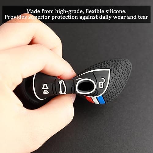 SUGOPADEN 2Pcs Key Fob Cover Compatible with BMW X1 X2 X3 X4 X5 X6 X7 2 3 4 5 6 7 8 Series M2 M3 M4 M5 M8 I4 Z4 2015-2026, Silicone, Black thumbnail 4