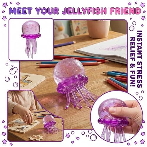 Jellyfish Squeeze Toys, Drop Malt Sugar Balls Relieve Stress, Sensory Toy with a Super Solid Squish for Adult, Squishy Ultra Squishy and Moldable Slow Rise thumbnail 7