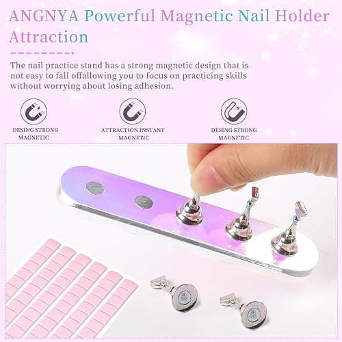 ANGNYA Nail Stand for Press on, 2 Set Aurora Nail Holder for Painting Nails Press on Nail Stands with 96 Pcs Reusable Sticky Putty for Nail Art Display Home & Salon Use thumbnail 6