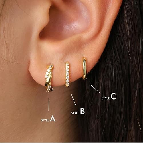 JUNVirtuous 925 Sterling Silver Hoop Earrings for Women Hypoallergenic Silver Small Huggie Hoop Earrings for Women Stack Sets for Multiple Piercing Trendy Jewelry aretes de plata 925 para mujer thumbnail 4