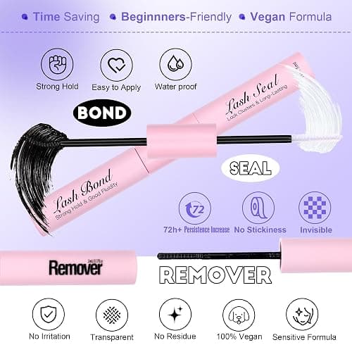 Pawotence Lash Extension Kit DIY 280pcs Individual Lash Clusters Kit 30D Cluster Eyelash Extensions Kit with Lash Bond and Seal, Lash Remover, Lash Tweezers for Self Use (30D, 8-15mm, All Kit) thumbnail 6