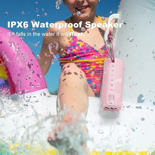 MIATONE Boombox Outdoor Portable Bluetooth Speaker Waterproof Wireless Speakers Gifts for Women Mothers Mom Wife Her - Pink thumbnail 4