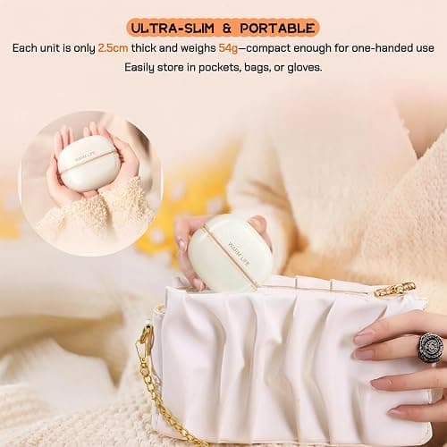 Hand Warmers Rechargeable 2 Pack,Electric Hand Warmer with 3-Level Heating & 10s Fast Heat, Magnetic Portable Pocket Heater for Outdoor Camping, Hunting, Skiing, Gifts for Men Women thumbnail 7