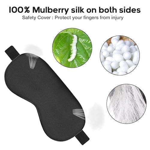 Ukissim Silk Sleep Mask, Adjustable Soft Eye Cover for Comfortable Sleep & Naps, Pressure-Free, Machine Washable - Black thumbnail 5