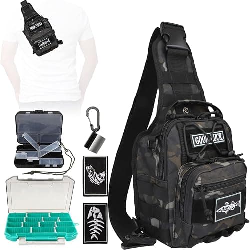 Dovesun Small Fishing Backpack, Waterproof Fly Fishing Sling Pack Tackle Bag with Tackle Boxes - Image 1