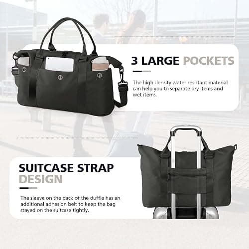 Travel Duffle Bag, Waterproof Weekender Bag Carry On Tote Bags for Women, Travel Essentials Sport Gym Bag for Men, Hospital Bag for Labor and Delivery, Overnight Bag Luggage Bag with Trolley Sleeve thumbnail 5
