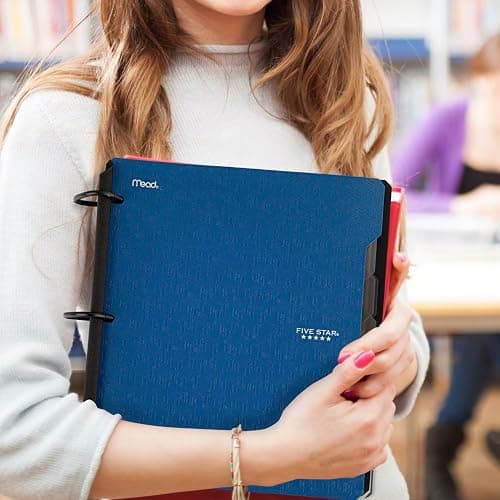 Five Star Flex Refillable Notebook + Study App, College Ruled Paper and 1-1/2 Inch TechLock Ring Binder with Pockets, Tabs and Dividers, 300 Sheet Capacity, Pacific Blue (29324AD2) thumbnail 2