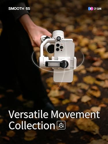 Zhiyun Smooth 5S Phone Gimbal, 3-Axis Smartphone Stabilizer with Built-in Fill Light, AI Face Tracking for iPhone and Android, YouTube TikTok Video, Gray thumbnail 4