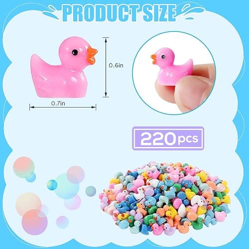 LOUHUA 220 Pcs Mini Resin Ducks Bulk, Colorful Tiny Duck Figurines for Miniature Dollhouse Decor, Fairy Garden, Aquarium Landscape, DIY Crafts, Party Favors, Hide & Seek Game, Classroom Activities thumbnail 3