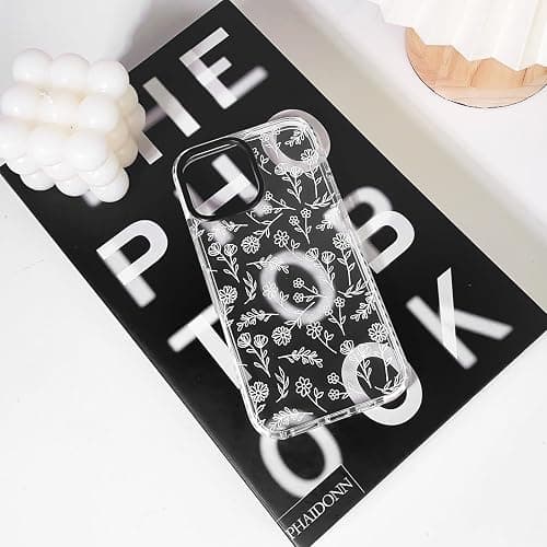 NITITOP Compatible for iPhone 16 Case Cute Clear Flower Floral for Women Girl Soft TPU Anti-Yellow Ultra Slim Crystal Shockproof Protective Phone Cover - White thumbnail 7