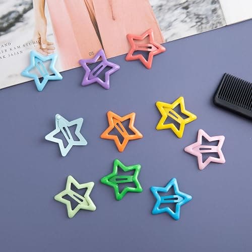 Joez Wonderful 20 Pcs Multicolor Star Hair Clips, 1.18"/3cm Metal Snap Hair Clips, Cute Star Clips Hair Barrettes, Non-Slip Fashion Hair Accessories for Women Girls (10 Colors) thumbnail 7