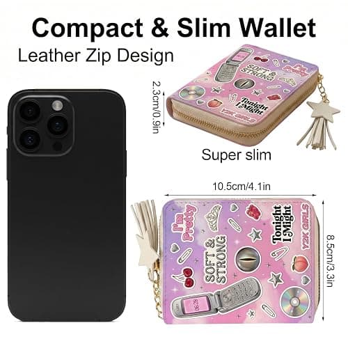 For Katseye Merch Small Zipper Wallet with Keychain, Y2K-Inspired Pop Graphic Coin Wallet with Tassel for Cards Cash & Coins thumbnail 8