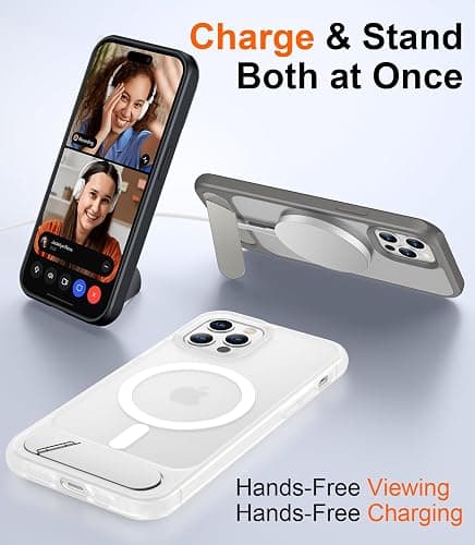 Temdan Magnetic Compatible with iPhone 12 Pro Max Case, [Built-in Invisible Kickstand][Compatible with MagSafe][Military Grade Shockproof] Slim Translucent Matte Phone Case for iPhone 12 Pro Max 6.7" thumbnail 2
