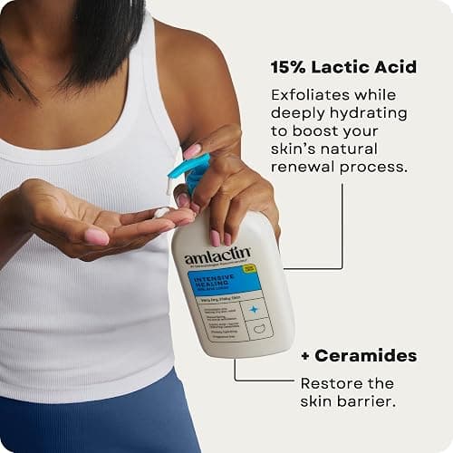 AmLactin Intensive Healing Body Lotion - Therapeutic Lotion for Extremely Dry Skin - No-Scrub Exfoliator and Moisturizer with 15% Lactic Acid AHA and Ceramides, 7.9 oz (Packaging May Vary) thumbnail 4