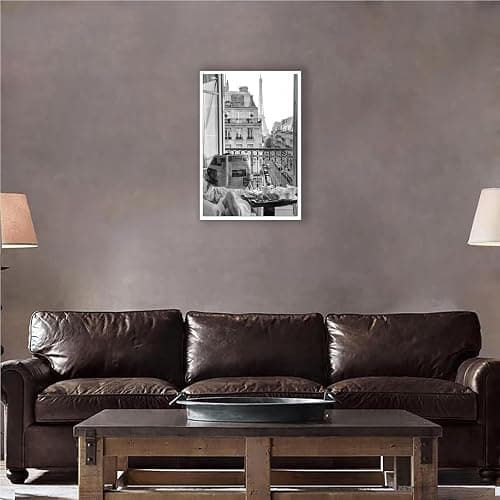 Vintage Girl Reading Newspaper Poster Eiffel Tower View Canvas Wall Art Retro Black And White Feminist Room Aesthetic Prints Painting For Home Bedroom Dorm Apartment Wall Decor 12x16in Unframed thumbnail 4