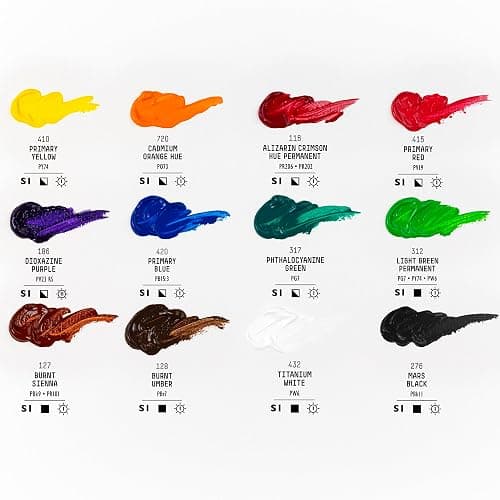 Liquitex BASICS Acrylic Paint Set, 12 x 22ml (0.74-oz) Tube Paint Set | Medium Viscosity, Satin Finish, Lightfast, Fine Art Pigments, Range of Opacities, Easy Blending thumbnail 2