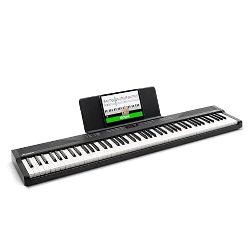 Alesis 88 Key Keyboard Piano with 480 Sounds, Speakers, USB MIDI, Sheet Music Tablet Rest, Power Adapter and Piano Lessons for Beginners thumbnail 9