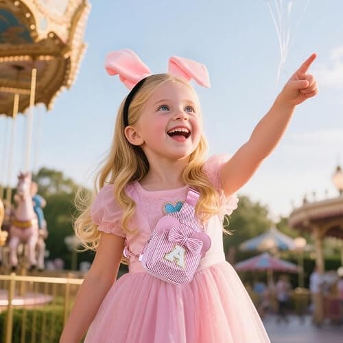 QLOVEA Birthday Gifts for Kids, Small Sling Bag, Birthday Gifts for 2 3 4 5 6 7 Year Old Girl Kids Pink Initial Sling Bag Fanny Packs Bags for Girls Sister Daughter Wife (Pink B) thumbnail 2
