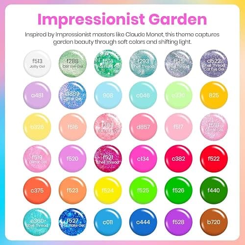 Beetles Gel Nail Polish Set with Base Top Coat Foil Glue Floral Gel Polish | 36 Color Collection Featuring Pastel Blue Green Glitter Shades with Soak-Off UV LED Formula for Nail Art thumbnail 2