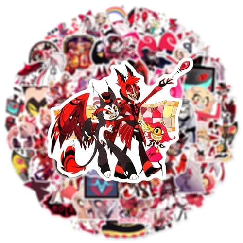 50Pcs Hazbin Cartoon Hotel Stickers Mixed Pack,Cartoon Characters Stickers Movie Decorative Sticker for Kids Teens Adults Waterproof Sticker for Water Bottle Laptop (Hotel) thumbnail 6