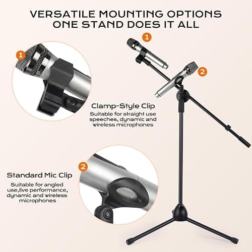 Bullfighter Mic Stand Floor Universal Adjustable Tripod Microphone Stand,Dual-Use Mic Boom Stands,Stable On Stage Mic Stand for Singing,Live Streaming,Karaoke,Events & Studio Church Metting thumbnail 3