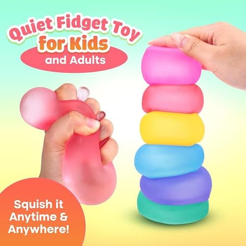 Fidget Toy Stress Cube 6 Pack - Squishy Fidget Toys for Relaxation, High Density Gel Filled, Fidgets for Classroom, Sensory Calming Toys for Kids Adults Children Teens thumbnail 4