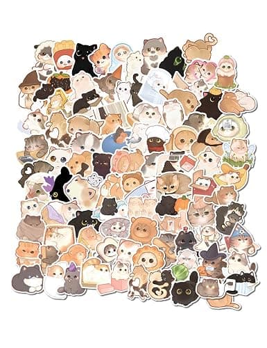 Cute Cat Stickers for Kids Teen Adults 100 Pack, Waterproof Kawaii Stickers Water Bottle Laptop Phone Case Scrapbooking, Cat Birthday Party Kawaii Gift Thing Stuff Item Boy Girl (Kawaii cat 100pcs) thumbnail 3