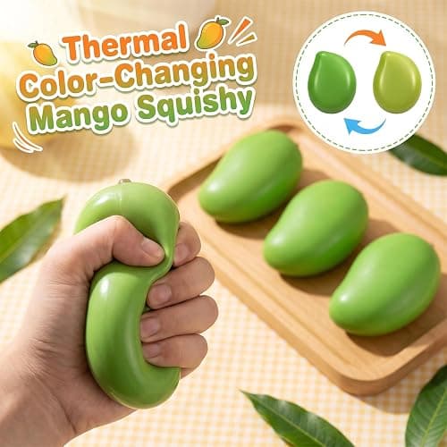 Crunchy Mango Squishy, Mango Squishy, Soft Slow Color Changing Mango Squishys, Realistic Fruit Squeeze Toy,Stress Relief, for Adults thumbnail 5