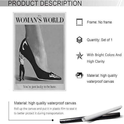 Retro This Is A Woman Is World Poster Feminist Canvas Wall Art Modern Black And White Feminine Hot Girls Room Aesthetic Prints Painting For Home Bedroom Dorm Wall Decor 12x16in Unframed thumbnail 2