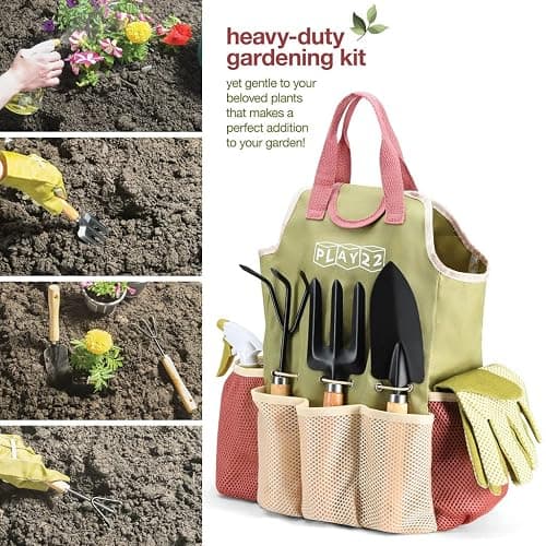Gardening Tools Set of 10 - Complete Heavy Duty Garden Tools Set with Fashion Handbag - Durable Gardening Supplies Kit Ideal Garden Gifts for Women thumbnail 5
