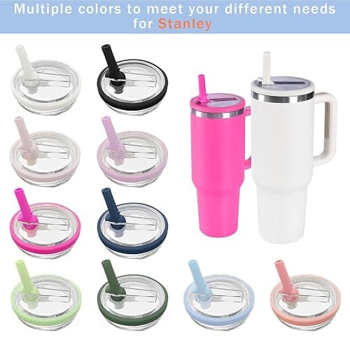 2 Pack 30 oz Tumbler Flip Straw Lid Replacement Compatible for Stanley Quencher, Leak Proof Lid Replacement for 30 OZ Stanley H2.0 FlowState Tumbler,Spill Proof Splash Reusable (Black) thumbnail 6