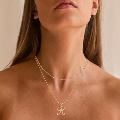 Zhlichouy Gold Initial Necklaces for Women 14K Gold Plated Dainty Cute Letter A-Z Layered Trendy Chain Choker Chunky Name Pendant Necklace for Women Jewelry Personalized Gifts thumbnail 5