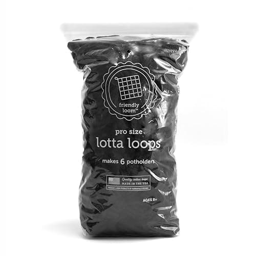 Harrisville Designs Friendly Loom | Lotta Loops - 10” PRO-Sized Black Potholder Weaving Loops | Craft 6 Cotton Potholders - Image 1