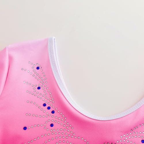 Wuchxiaen Gymnastics Leotards for Girls Set, Gradient Dance Unitards Biketards Outfit with Shorts Hairband thumbnail 5