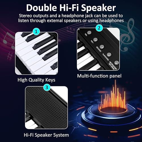 88 Key Piano Keyboard, Semi Weighted Electronic Digital Piano with Music Stand, Power Supply, Sustain Pedal, Bluetooth, Stand, MIDI, for Beginner Professional at Home, Stage thumbnail 4